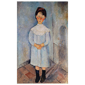 standing girl in blue of rillete en bleu debout by amedeo modigliani