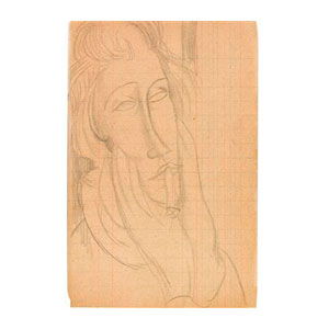 Femme aux mains sur le visage, circa 1918, pencil on squared paper
