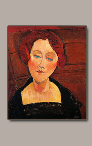 woman bust, red hair blue eyes by amedeo modigliani