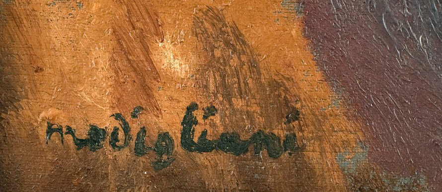 close up of the signature by Modigliani 