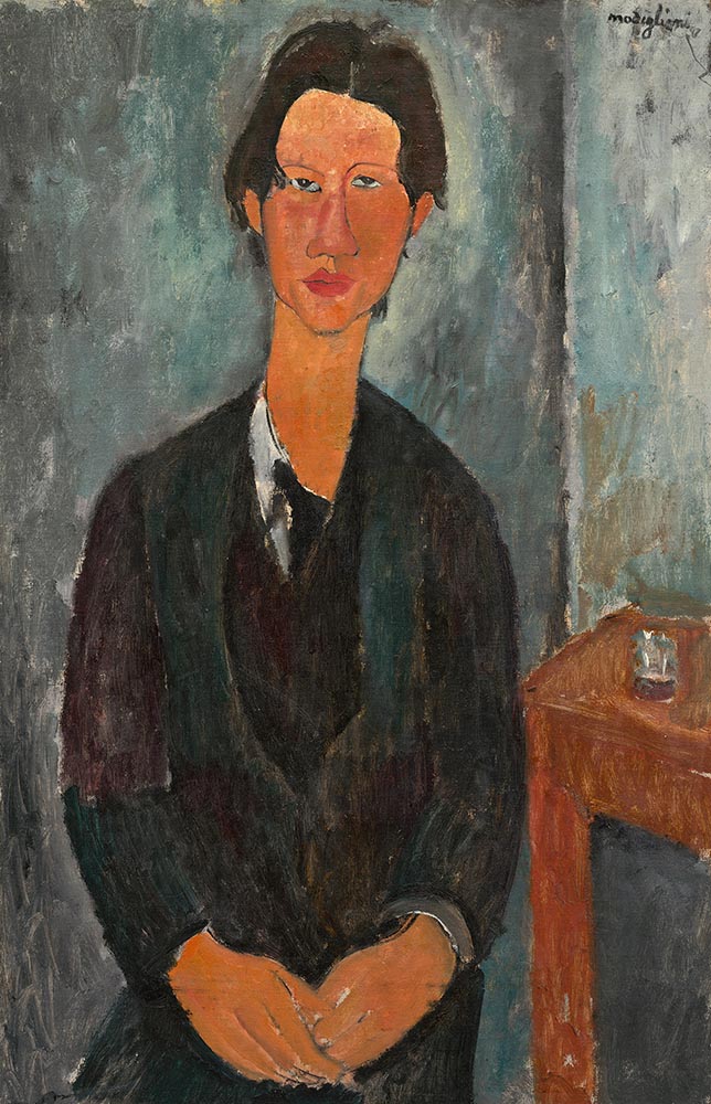 Chaim Soutine at the table by  amedeo modigliani