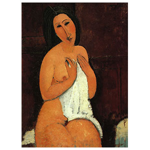 SEATED NUDE WITH SHIRT ON HANDS BY AMEDEO MODIGLIANI