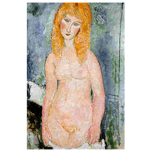 standing blond nude, haricot rouge nu , the redbean standing nude by amedeo modigliani