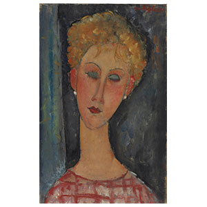 woman head with earrings by Amedeo Modigliani