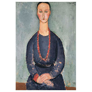 red necklace - Mme. Verdou - by Amedeo Modigliani