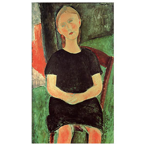 GIRL SEATTED WITH HANDS IN HER LAP BY AMEDEO MODIGLIANI