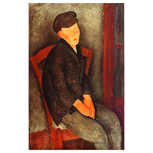 young man seated or young man with cap by amedeo modigliani