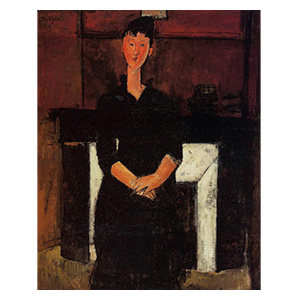 woman in front of the fireplace or femme devant le chimenee by amedeo modigliani