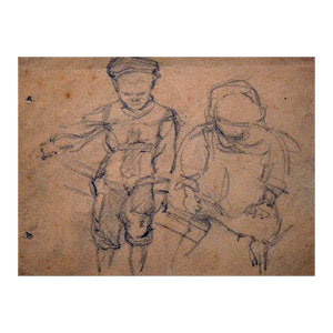 two boys - 1900 - pencil on paper