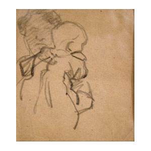 woman with baby 1900 pencil on paper