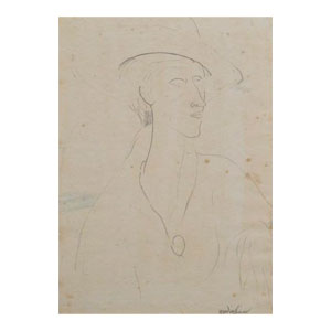 Woman with hat - 1917 - pencil on paper