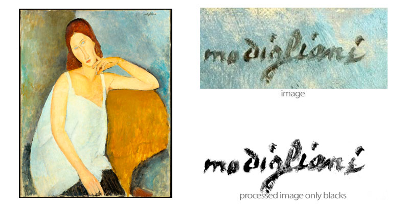 Jeanne hebuterne, met museum signature by modigliani in 1919