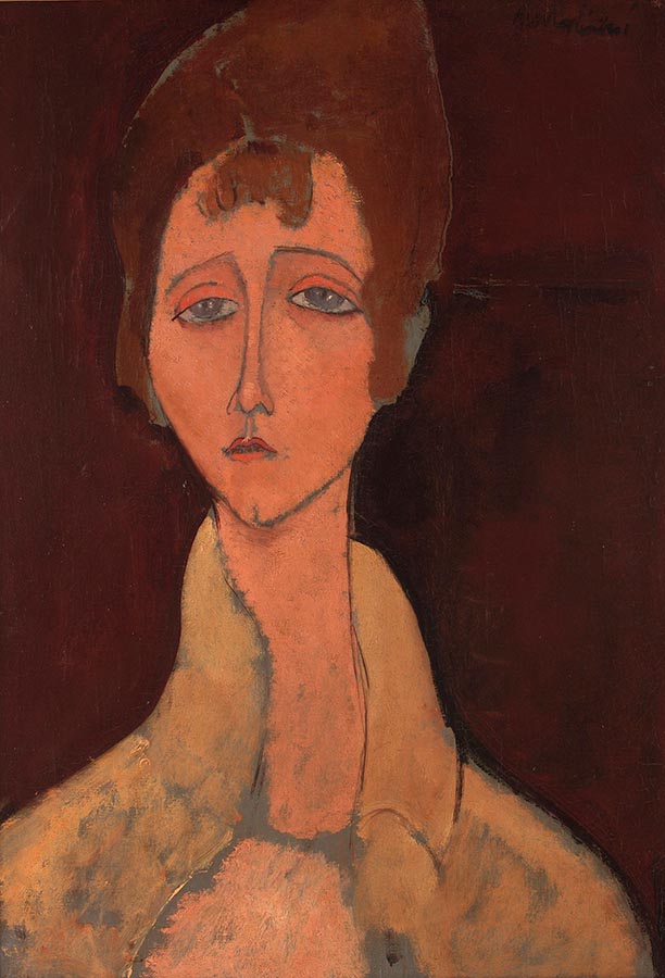woman in a white shirt by  amedeo modigliani