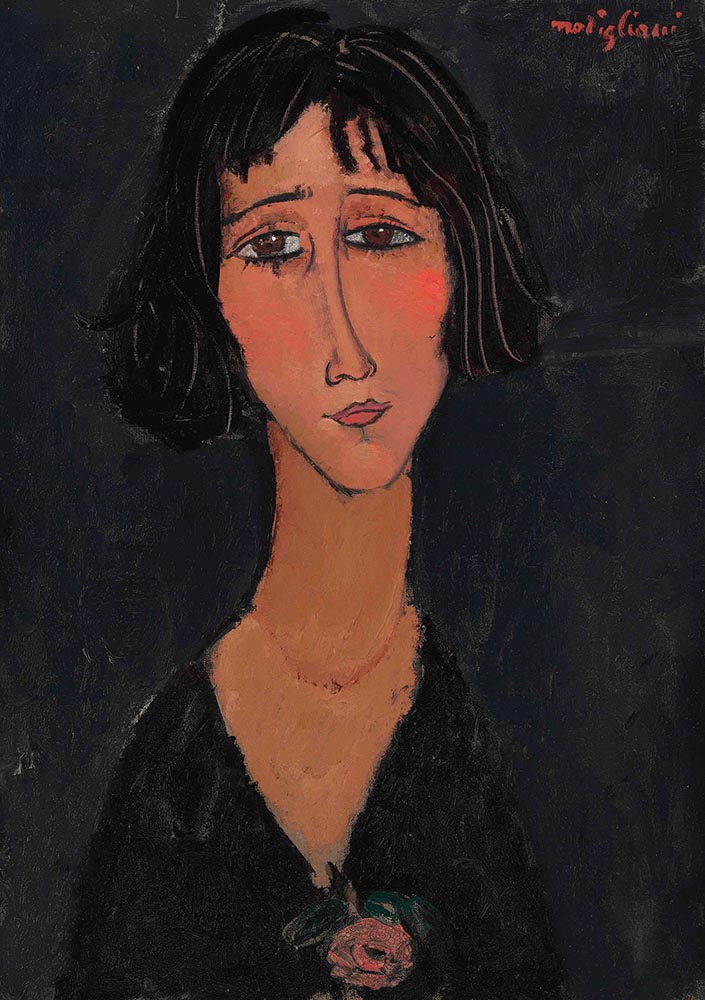 Margherita with a rose by  amedeo modigliani