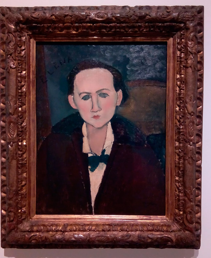 Image of the painting framed at the Modigliani and the artists of Montparnasse pre cleaning in 2002: