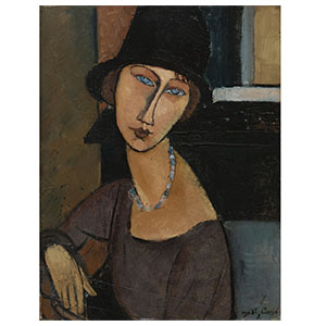 jean hebuterne with hat and necklace by amedeo modigliani