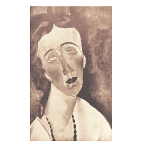 woman with blue eyes or woman head with necklace by amedeo modigliani