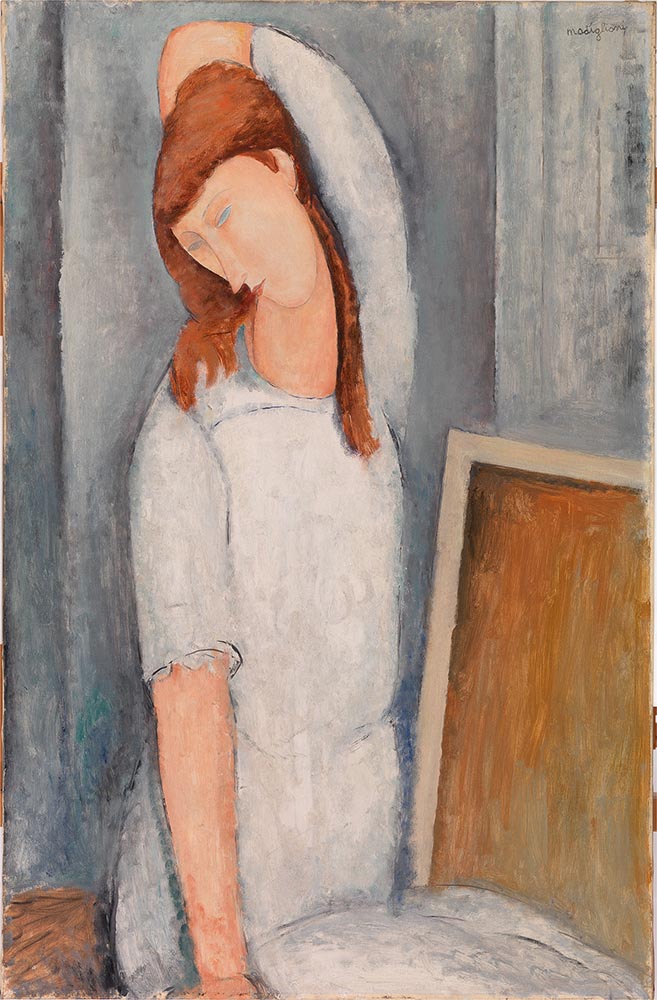 Jeanne Hebuterne dressed in white by Amedeo Modigliani