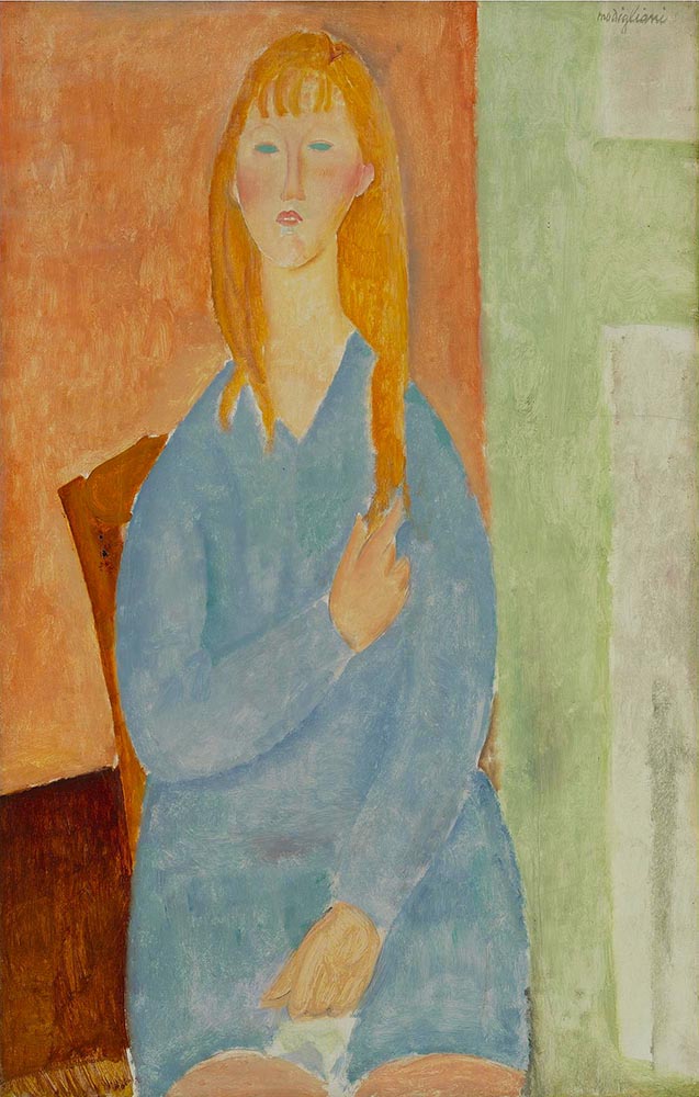 Girl with loose hair or girl in blue by Amedeo Modigliani