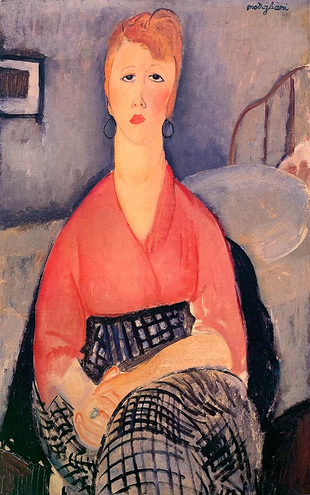 woman in pink blouse by Amedeo Modigliani