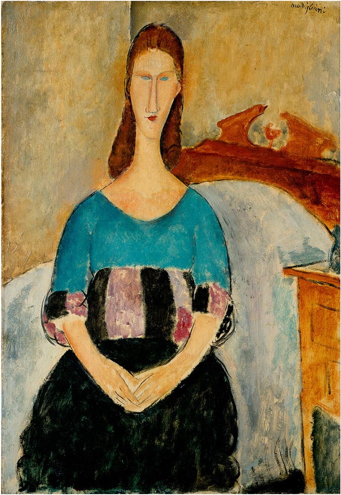 Jeanne Hébuterne seated in bed by Amedeo Modigliani