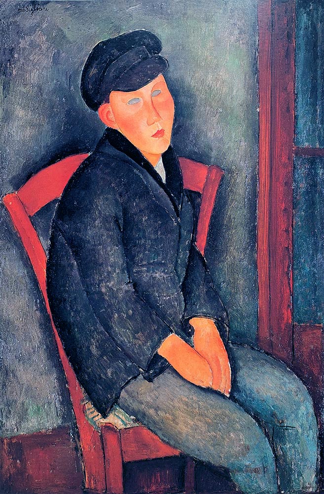 seated boy with cap by amedeo modigliani