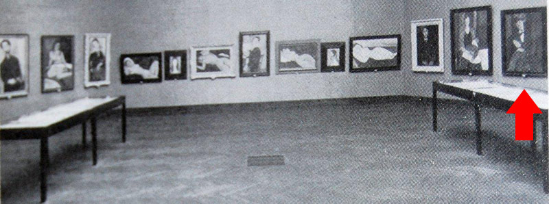 framed in location in Venezia, Mostra retrospettiva di Modigliani – Curated by Lionello Venturi - Biennale di Venezia , Sala XII degli Appels d'Italie, 1930 - nº 27